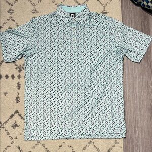 FootJoy Men's Aqua and Black Flower Golf Polo Shirt